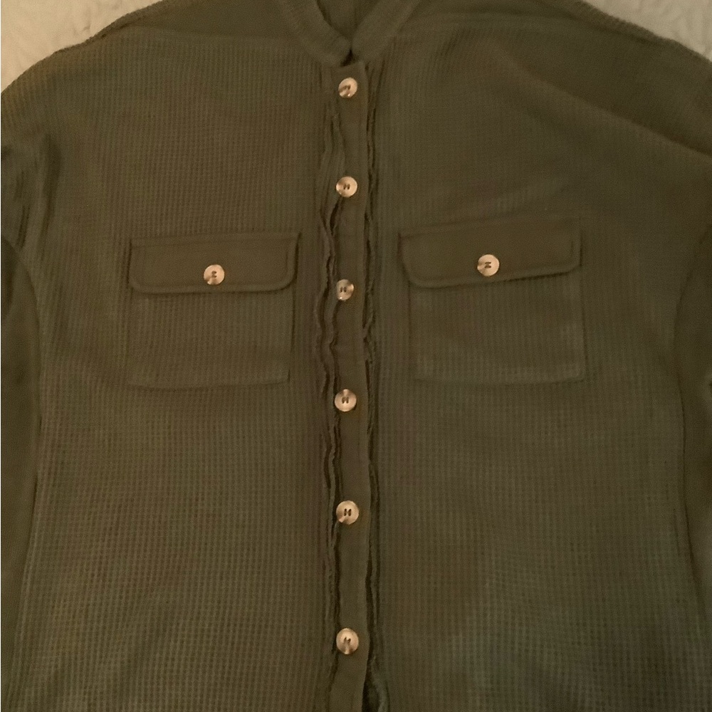 Olive Green Button-Up Shirt